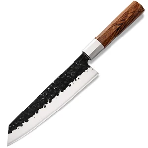 Image of Handmade Chef Knife Japanese Kiritsuke Kitchen Knives High carbon Steel Slicing Tools Wood Handle Gift Box