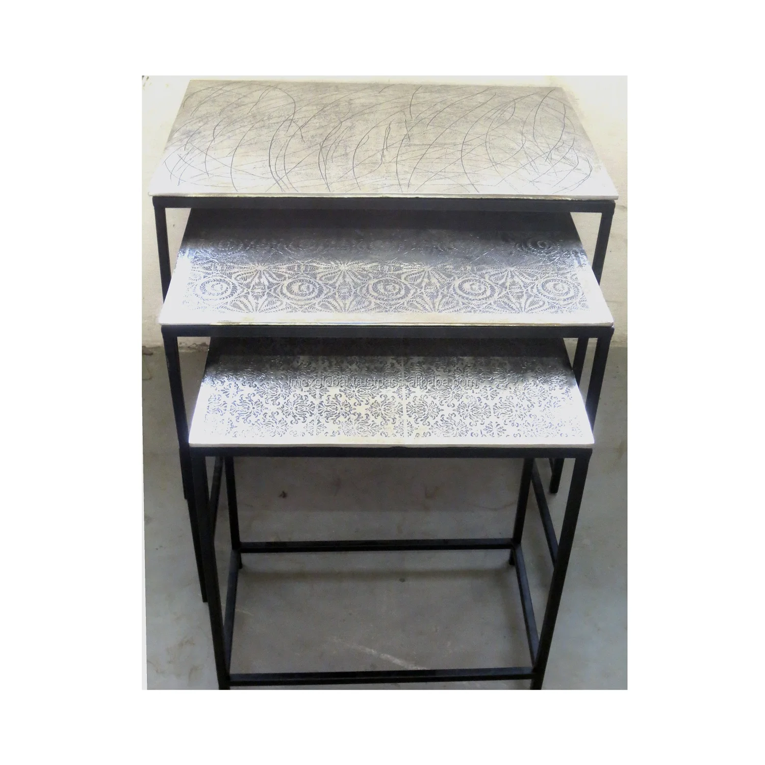 Rectangular Shape West Elm Side Coffee Table S/3 Top Aluminium