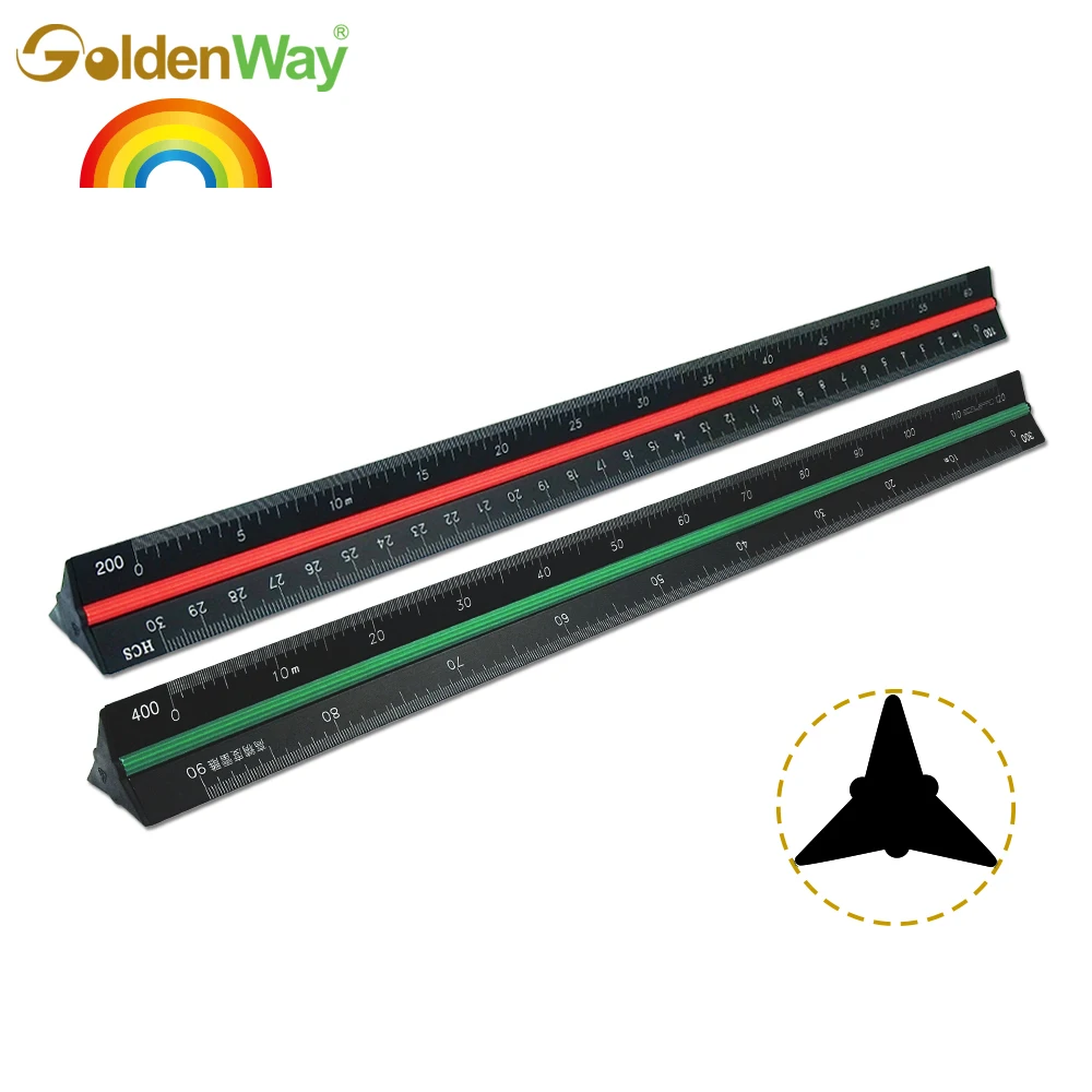 30cm Triangular Scale Rulers Black Aluminum Alloy for Architects Engineers 