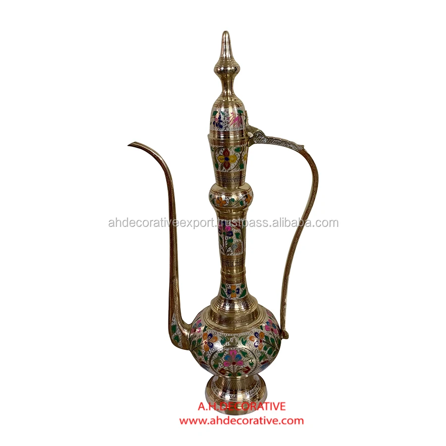 Traditional Indian Made Brass Arabic Aftaba Drinkware Pitcher At