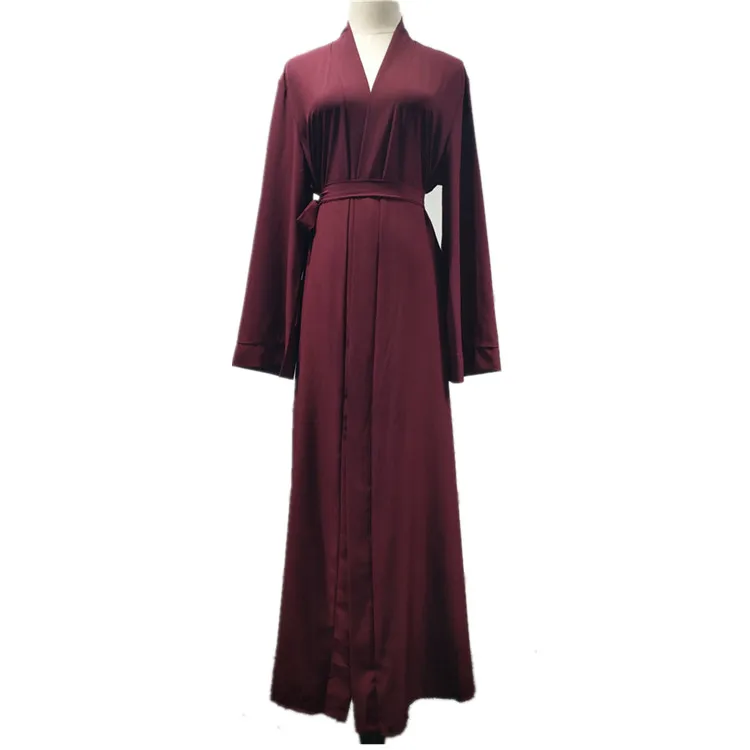 

2018 Online Wholesale Wine Red maxi dress muslim abaya with Bell Sleeves