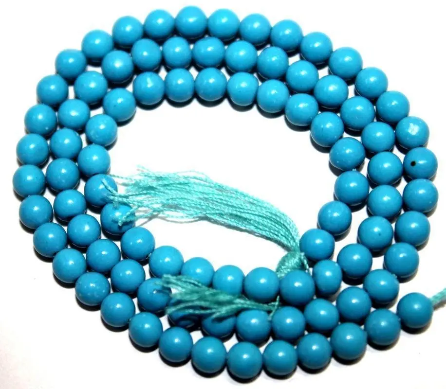 Wholesale Natural Blue Turquoise 4mm Plain Round Loose Gemstone Beads Length 13"Inch