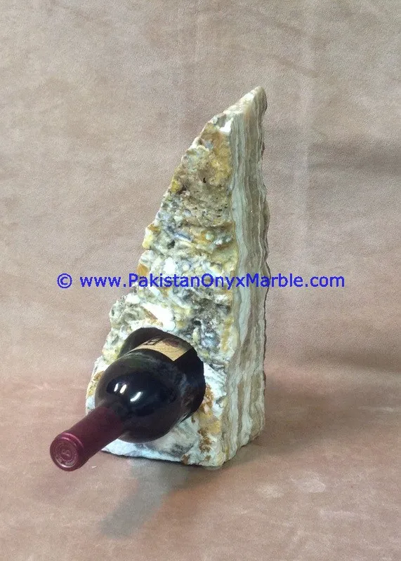 Luxurious Decorative Marble Wine Bottle Holder Rack Natural Rough Rock