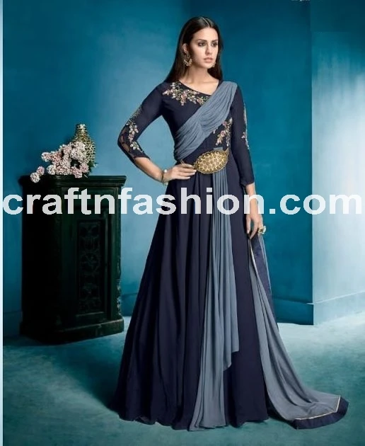 Teal Color Heavy Embroidered Floor touch Anarkali