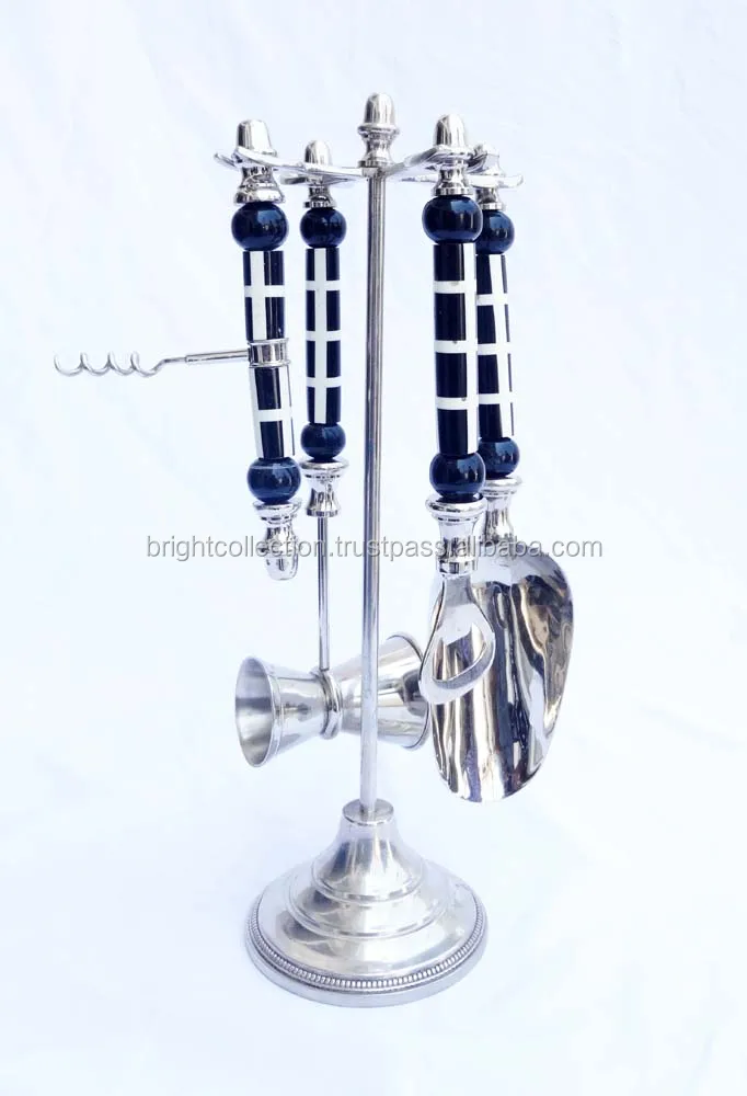 Stainless Steel Handmade Engraved Silver Finished Bar Accessories