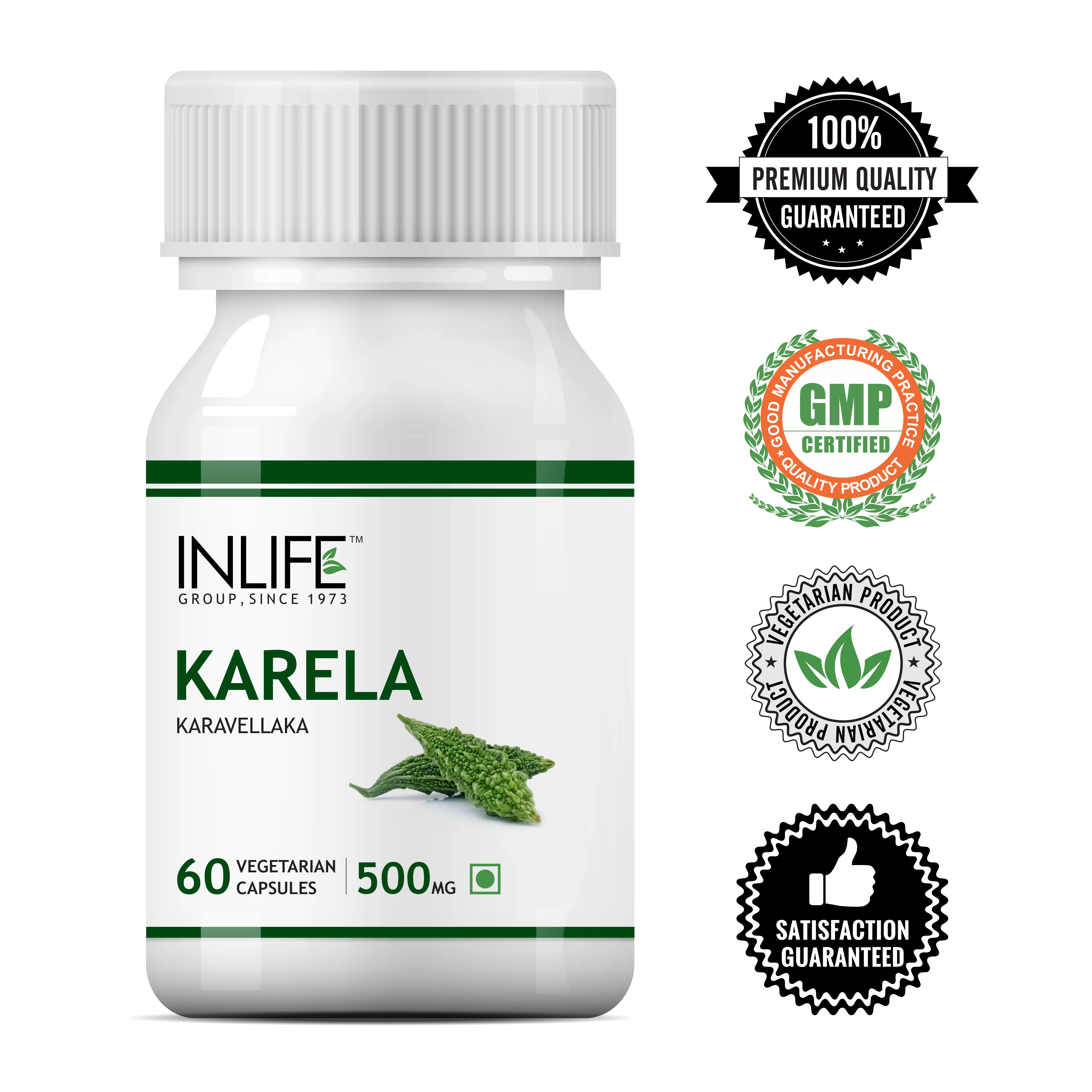 
Karela Bitter Gourd 500mg in Vegetarian Capsules GMP Certified 
