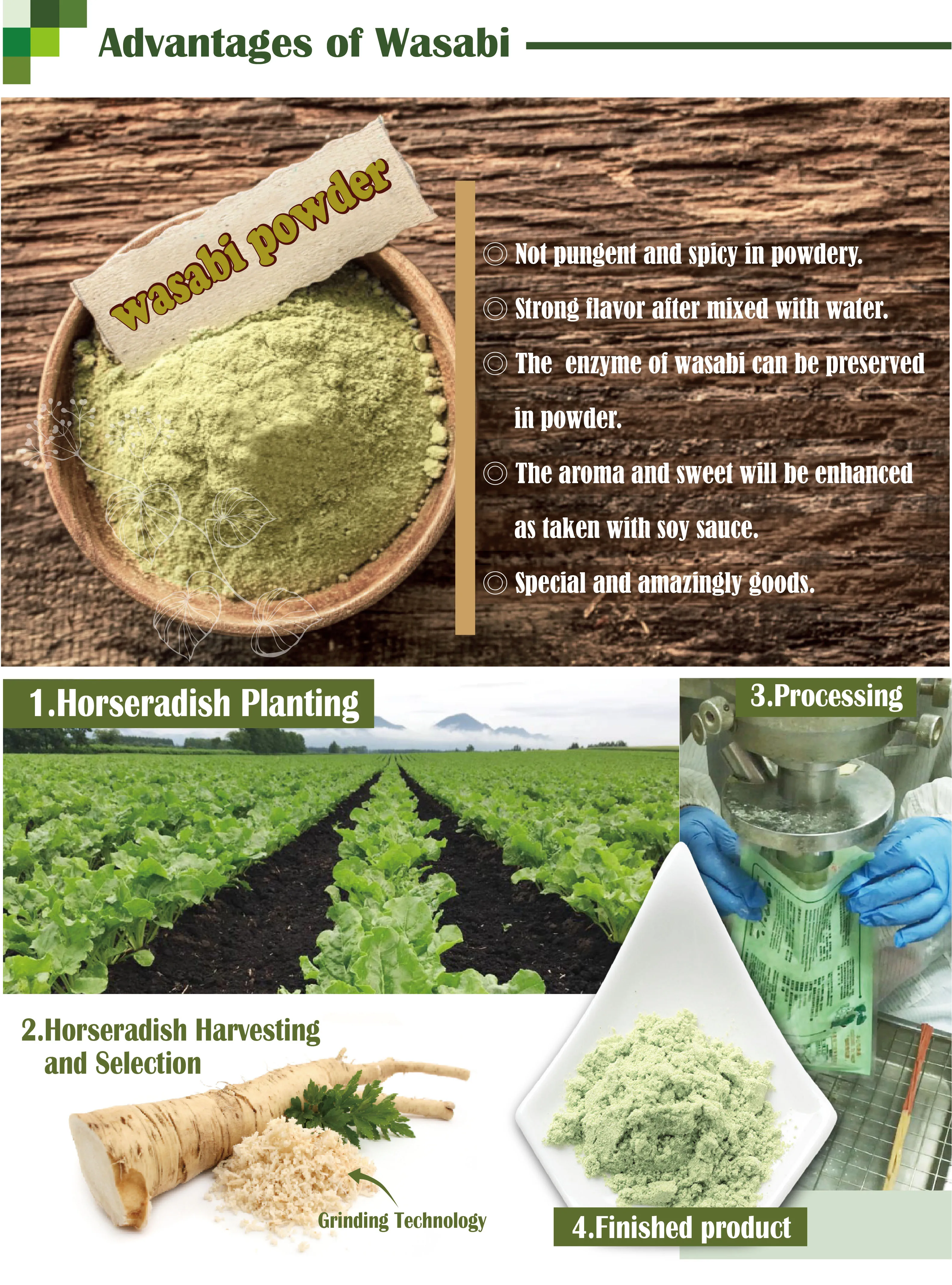 Powder Form Dried Green Wasabi Powder 300g For Japanese Cuisine Buy