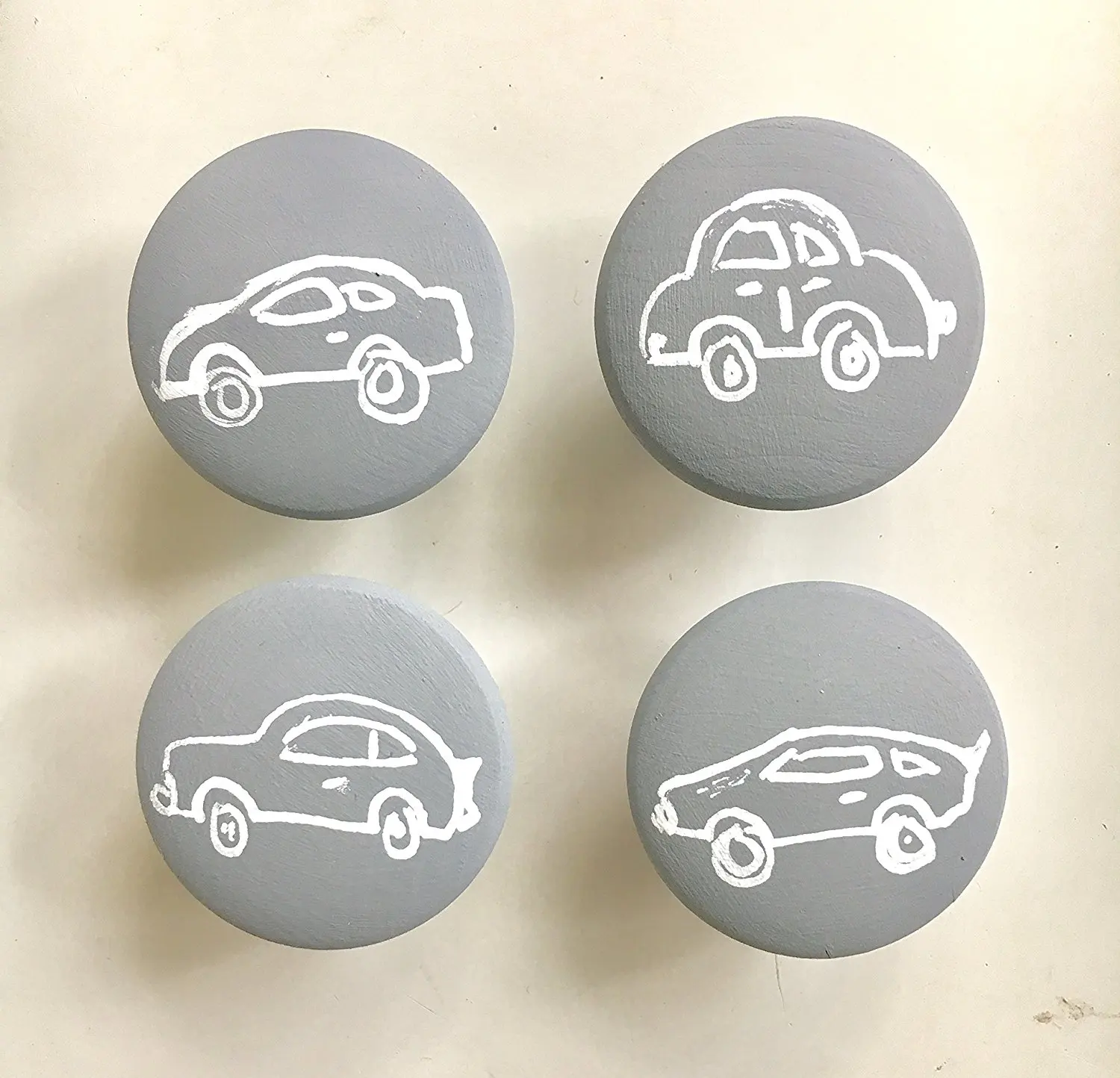 Set of 4 car knobs with screws, Hand-painted wooden knobs for cabinets, dresser, drawer pulls, any color custom/kids room/car lover/boys room / 4 knobs)