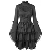 Flare Long Sleeve Vintage Lace Up Victorian Punk Dress Women Evening Corset Dresses