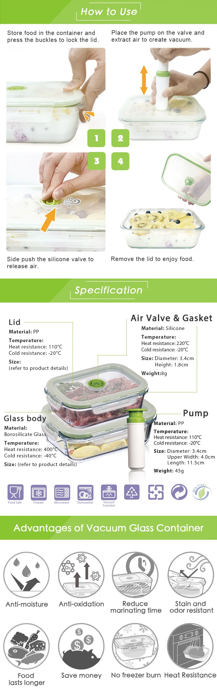 Glass Storage Containers with Vacuum Seal