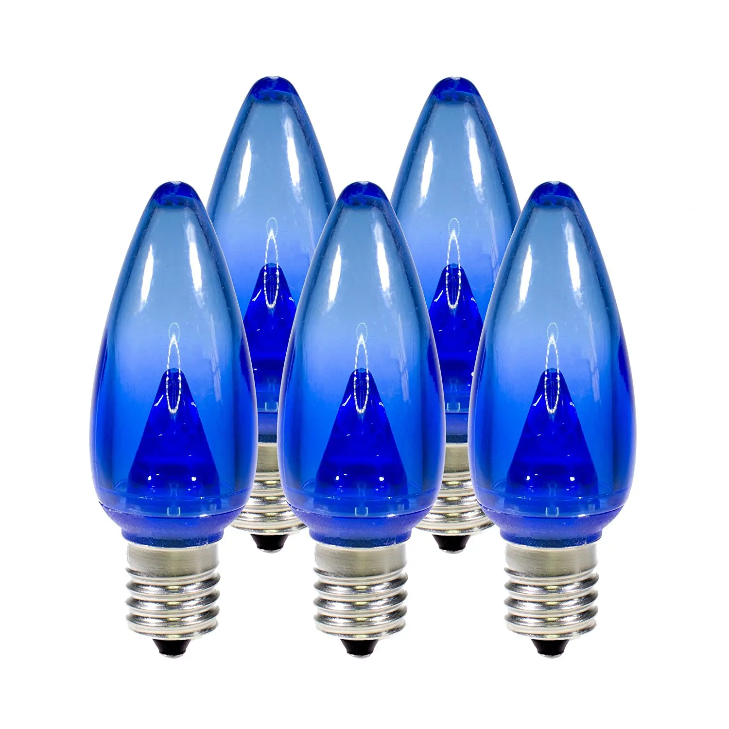 Holiday Lighting Outlet LED Smooth C9 Blue Replacement Christmas Light Bulbs for E17 Sockets, Energy Efficient Commercial Grade, 3 Diode 0.58 Watt (LED) Bulbs. Pack of 25 Bulbs