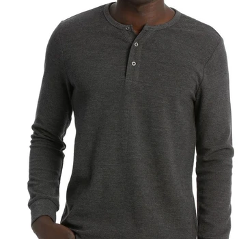 Mens Casual Slim Fit Waffle Henley 
