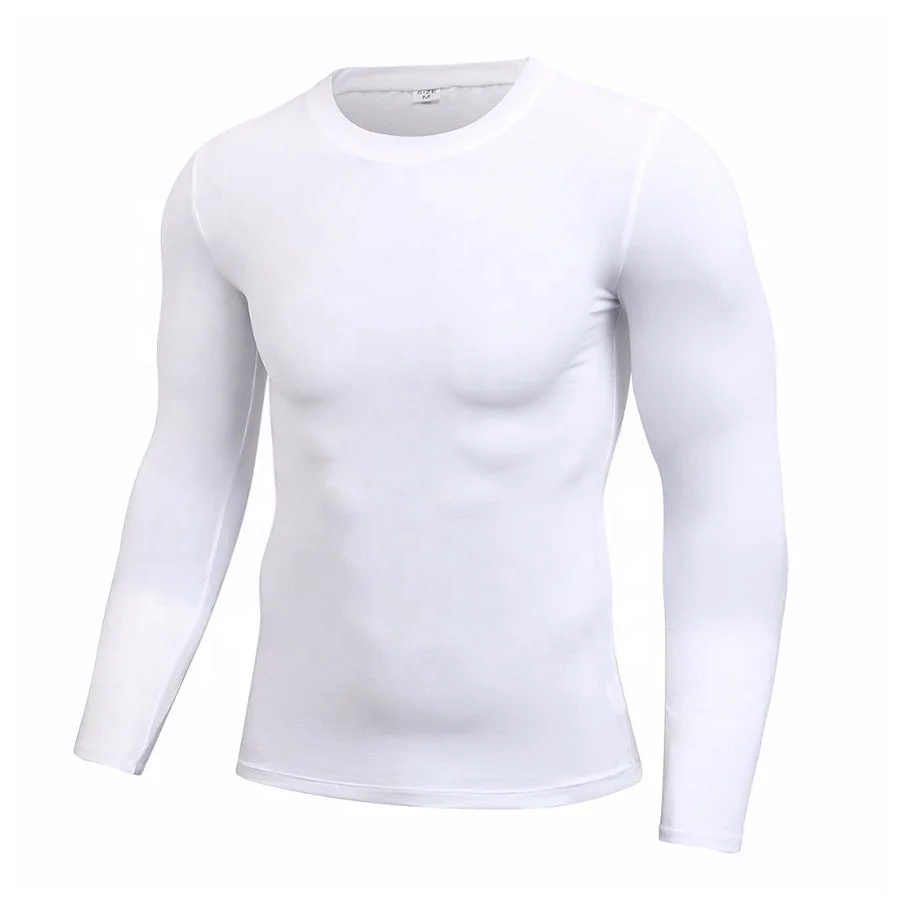
Mens quick dry fitness compression long sleeve muscle fit gym t shirt 