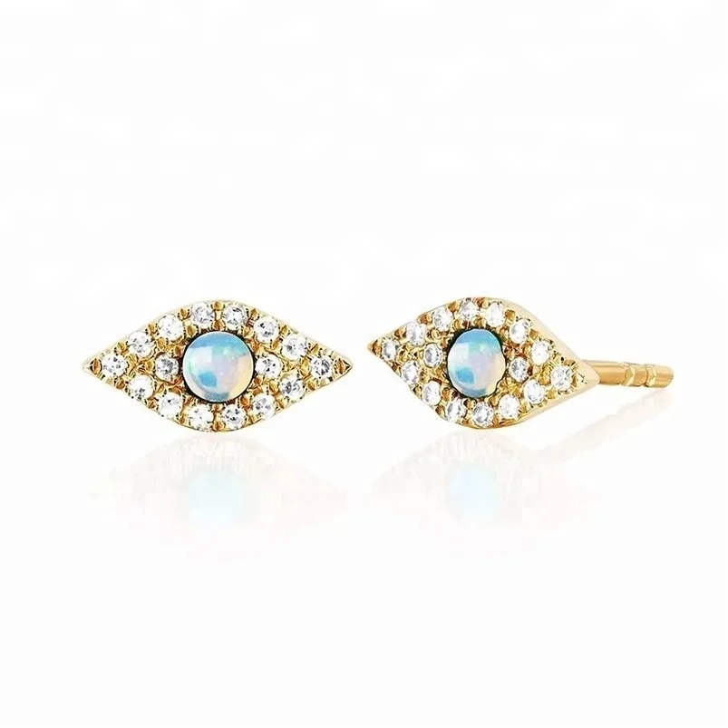 

Fashion jewelry latest design evil opal eye stud earrings silver