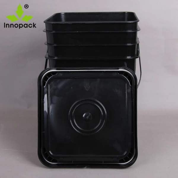 20 Liter Durable Square Black Bucket Plastic From Manufacturer With
