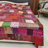 Patola silk kantha bed cover Patch work silk kantha throw
