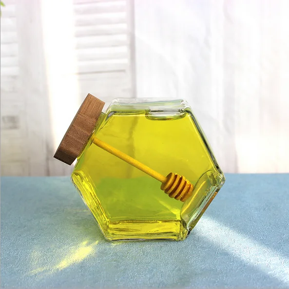 220ml 380ml Sixrowed Glass Honey Jar And A Lid With Muddler Buy