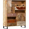 Industrial & vintage Indian solid Mango wood multi finish Drawer Cabinet