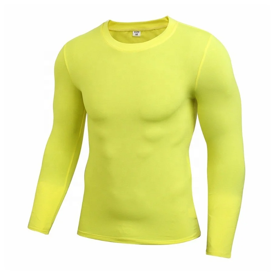 
Mens quick dry fitness compression long sleeve muscle fit gym t shirt 