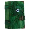 Handmade Real Leather Sketch Green Large Lucky Evil Eye Journal Diary