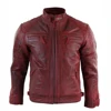 Wholesale Classic Spring Red Pure Jaket Leather Men Wear With Zipper