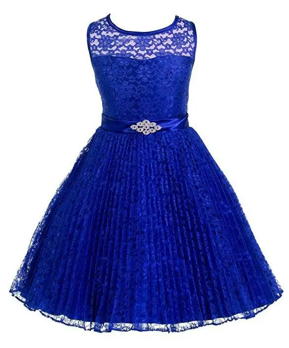 Vestido De Tul Azul Encaje De Chica De Diseño Popular De Noche Elegante Sin Mangas Con Lazo - Buy Elegante Vestido De Encaje Vestidos De Noche Azul Real