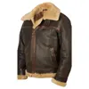 2019 New Men's Casual Genuine Leather Jacket with fur lining Sheepskin Black/Red Baseball Jackets