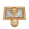 Kundan work handmade tray & dry fruit container marble items indian wedding return gift