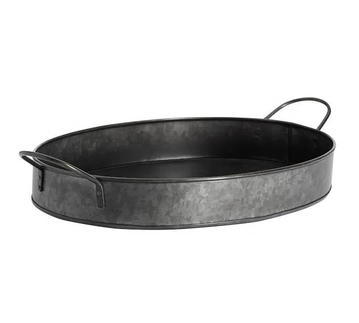 large metal tray with handles