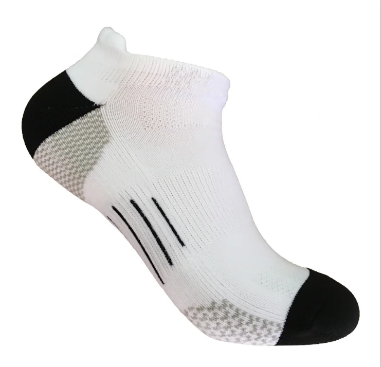 custom logo seamless combed cotton sport men ankle white running socks