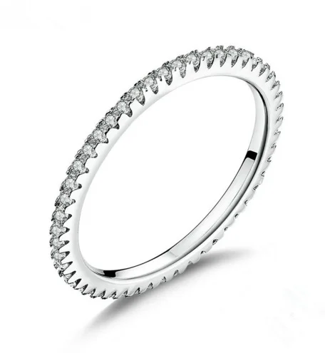

Simple Silver Inlay Crystal Rings for Women Wedding Engagement Jewelry, As picture