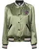 Custom Women Green Reversible Embroidered Satin Varsity Jacket with Fancy Cuffs