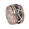 925 Sterling Silver Instant Bright Look Spinner Hammered Ring