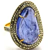 Wholesale Victorian Ring Studded With Tanzanite And Single Cut Diamond 925 Sterling SilverAnd 14K Gold