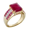 18 K Yellow Gold Plated Glass Filled Ruby Studded 925 Sterling Silver Ring with White Zircon
