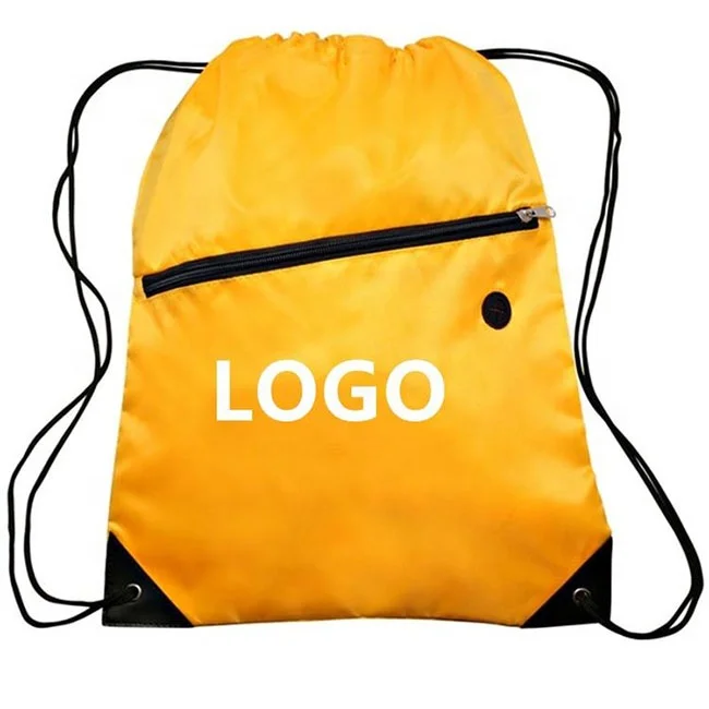 

Logo Printed Eco Friendly Polyester Drawstring Sports Gym Bag with Zipper Pocket and Earphone Hole
