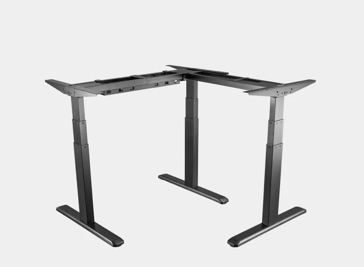 3 Legs Triple Motor L Shaped Electric Curved Sit Stand Desk Frame