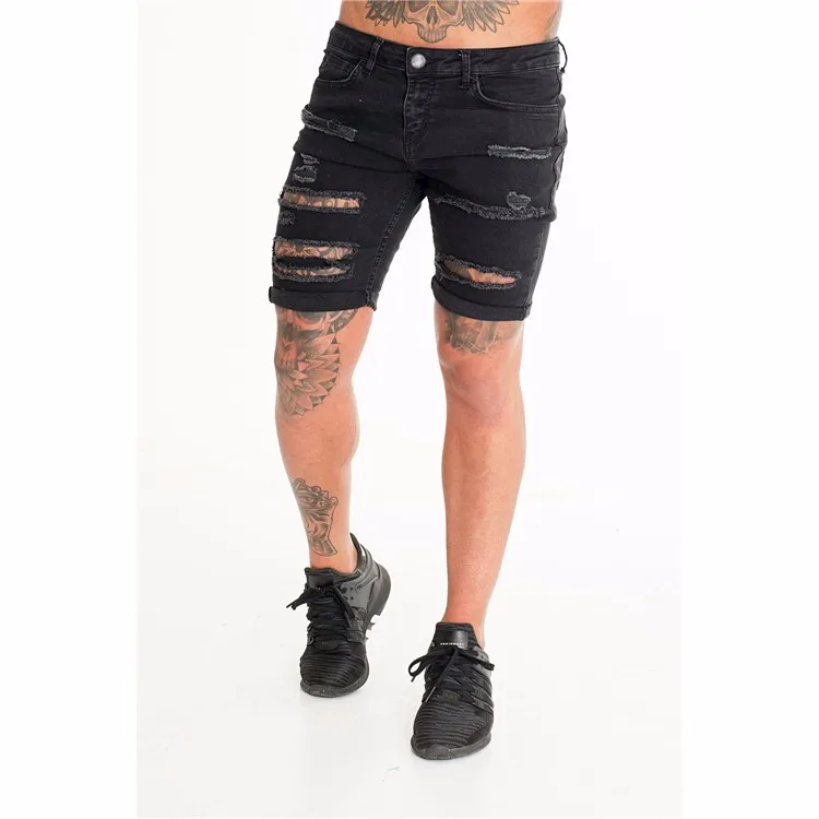ripped black jean shorts mens