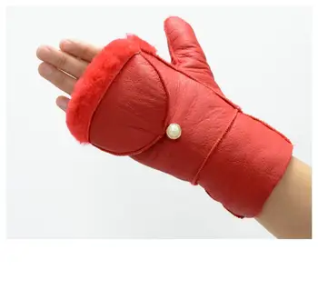 red leather fingerless gloves