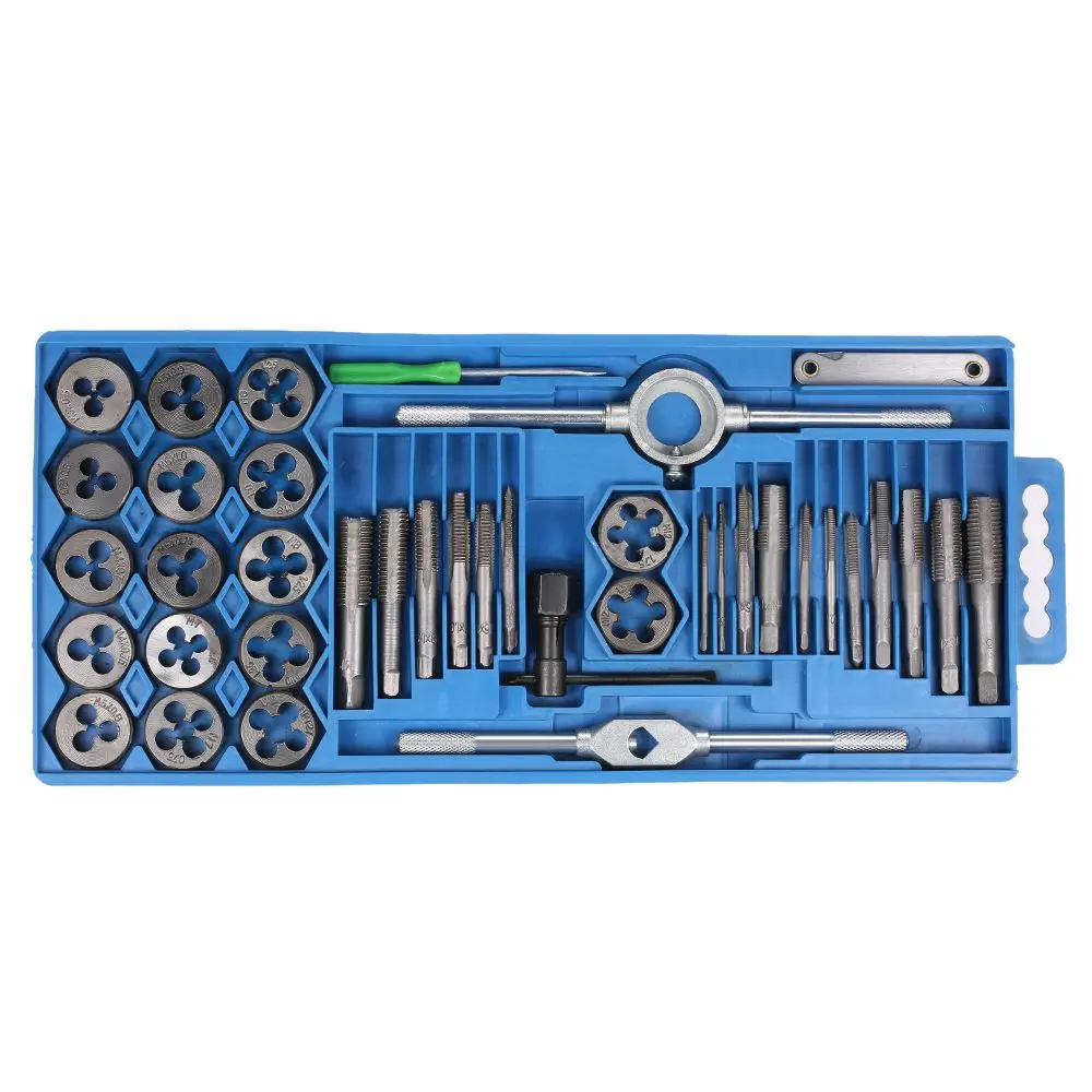 40pcs Professional Metric Tap Wrench And Die Set Cuts M3-m12 Bolts Plastic Case