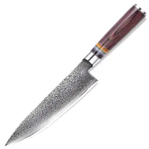 Image of GRANDSHARP 67 Layers Japanese Damascus Knife Damascus Chef Knife VG-10 Blade Damascus Kitchen Knife Pakka Handle PRO Knives NEW
