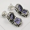 New arrival unique design indian fashion jewelry 925 solid sterling silver cut blue iolite stud earrings