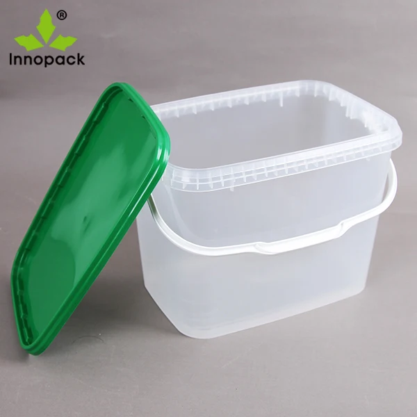 3.7l / 9l Rectangular Plastic Pail Clear Square Bucket With Lid Buy