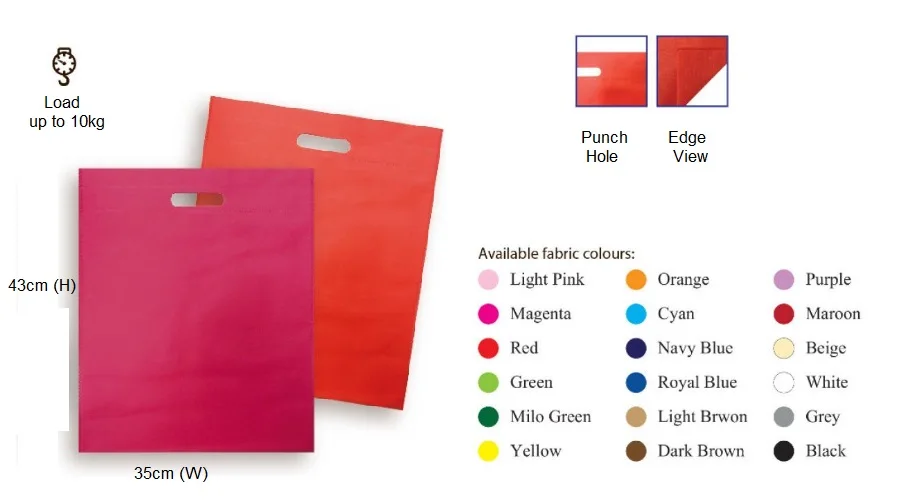 non woven bag size