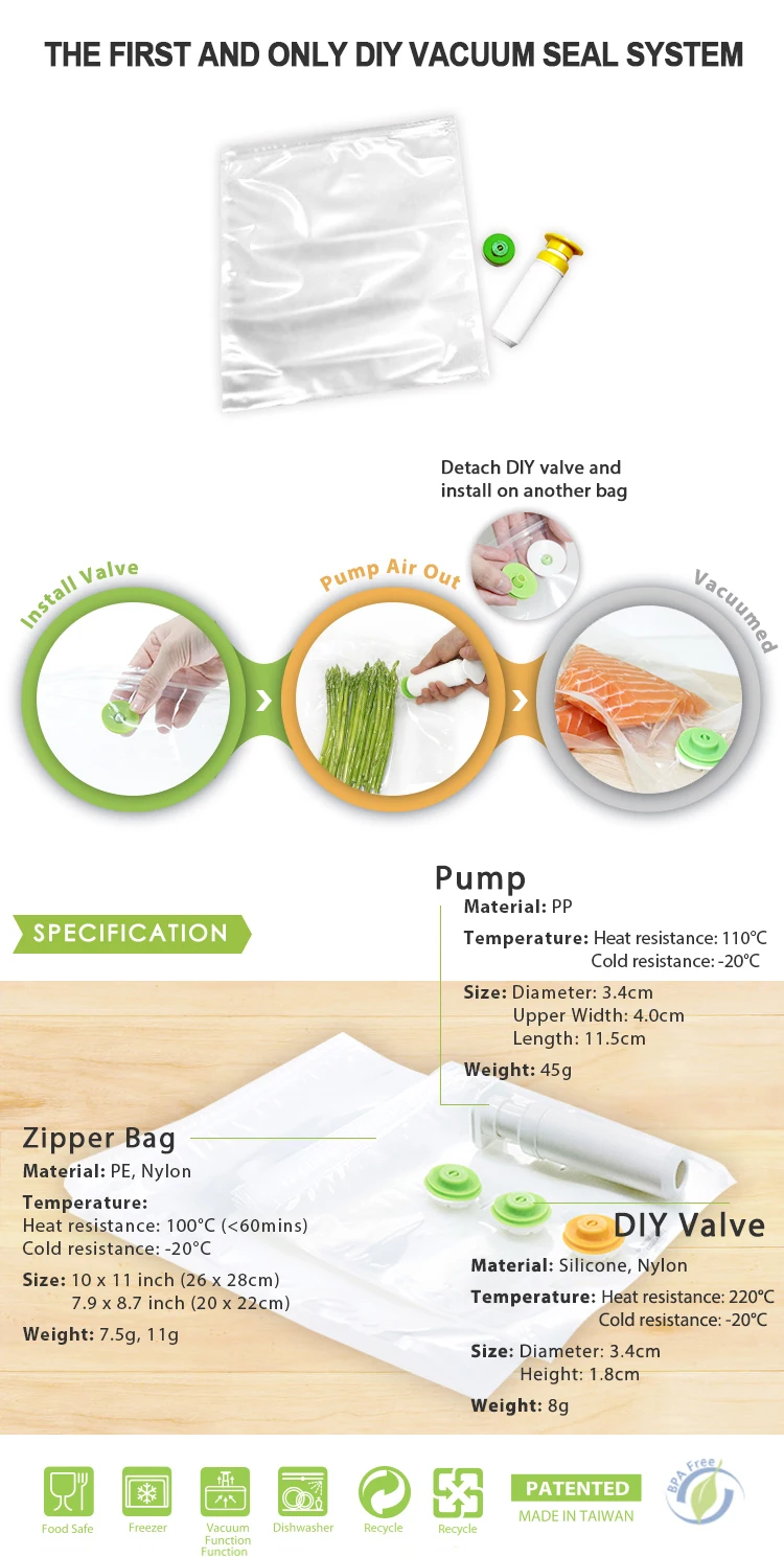 Vacuum Food Bags with Pump for Sous Vide Cooking