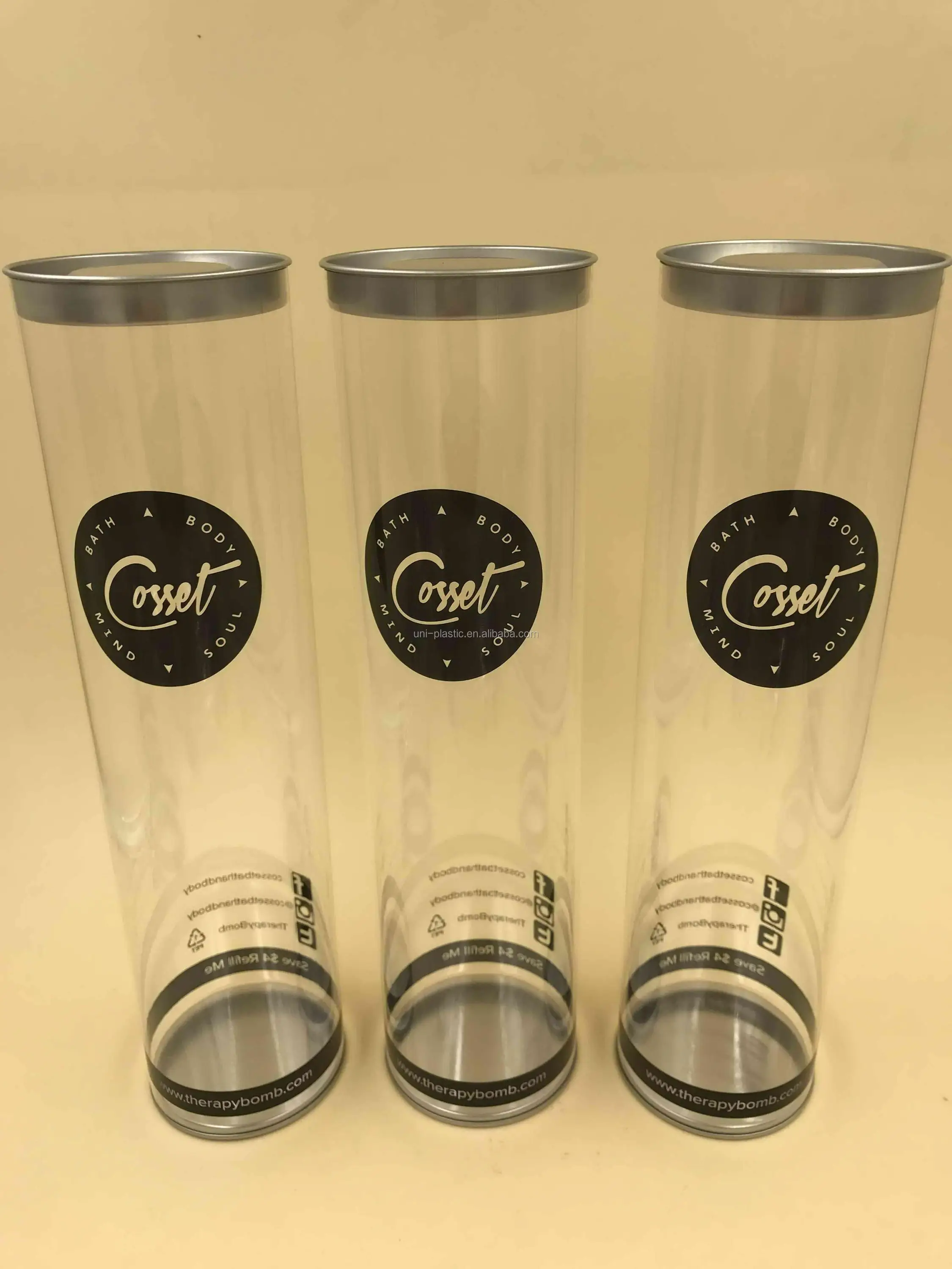 Clear Plastic Cylinder Tube /round Packaging With Tinplate Lid And