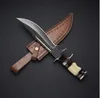 Our Just New style of Subhilt Damascus Steel Hunting Knife /Bowie knife 100% Hand Made with Leather Sheath