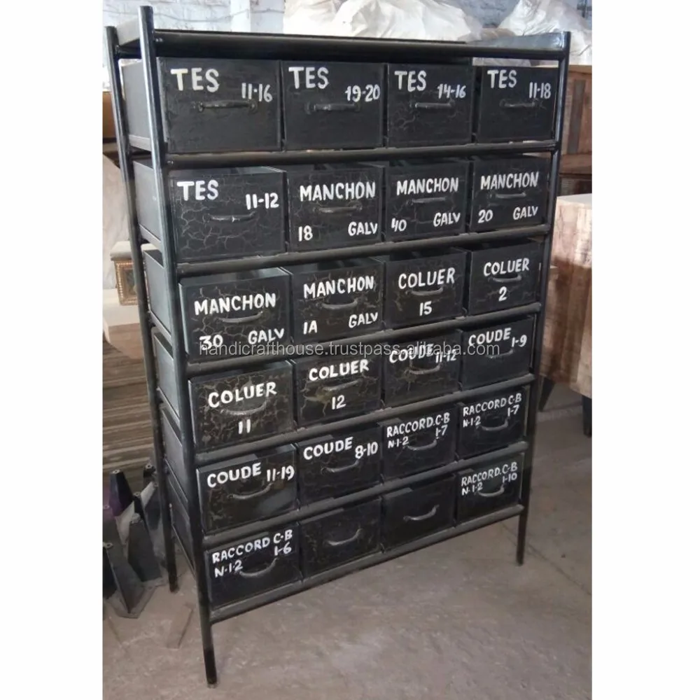 Industrial & Vintage Iron Metal Black Antique Tall Multiple Drawer File