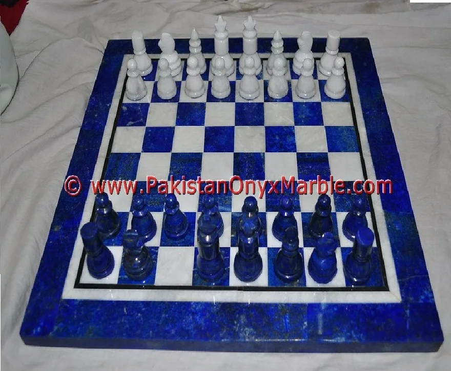 blue marble chess set