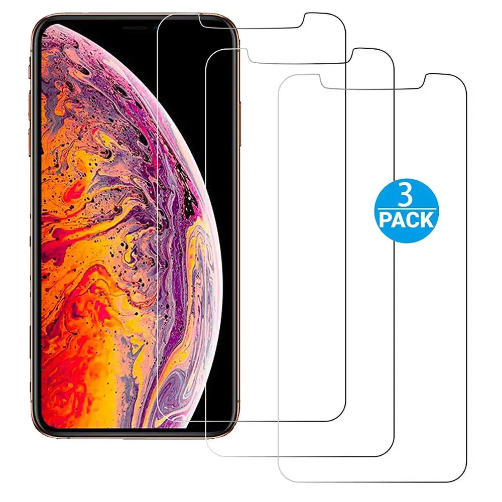 3PACK clear 2.5D 9H 0.3mm thickness tempered glass film compatible for iPhone xs,xr,xs max premium HD phone screen protector